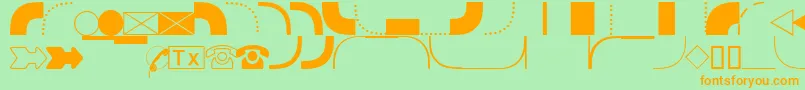 DatasymgdbNormal-Schriftart – Orangefarbene Schriften auf grünem Hintergrund