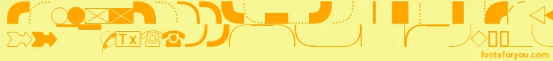 DatasymgdbNormal-Schriftart – Orangefarbene Schriften auf gelbem Hintergrund