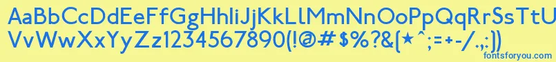 フォントLondonTube – 青い文字が黄色の背景にあります。