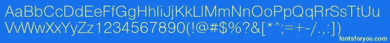 PragmaticaExtralightReg Font – Yellow Fonts on Blue Background
