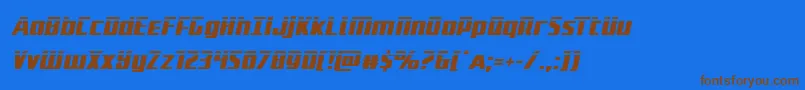 フォントSubadailaserital – 茶色の文字が青い背景にあります。