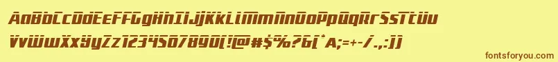 フォントSubadailaserital – 茶色の文字が黄色の背景にあります。