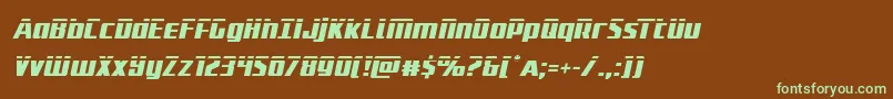 フォントSubadailaserital – 緑色の文字が茶色の背景にあります。