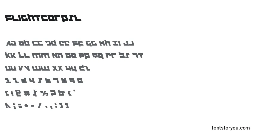 Czcionka Flightcorpsl – alfabet, cyfry, specjalne znaki
