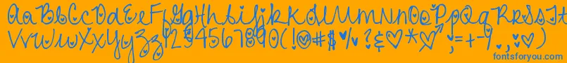 DjbHeartAttack Font – Blue Fonts on Orange Background