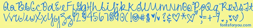 DjbHeartAttack Font – Blue Fonts on Yellow Background