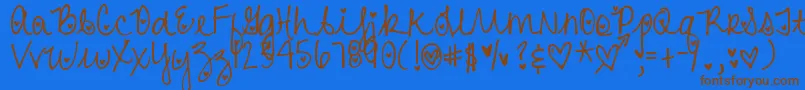 Fonte DjbHeartAttack – fontes marrons em um fundo azul