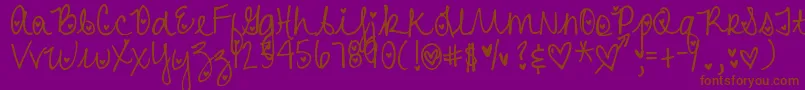 DjbHeartAttack-Schriftart – Braune Schriften auf violettem Hintergrund