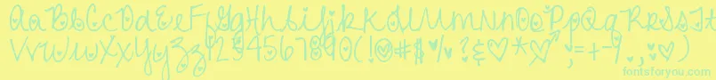 Police DjbHeartAttack – polices vertes sur fond jaune