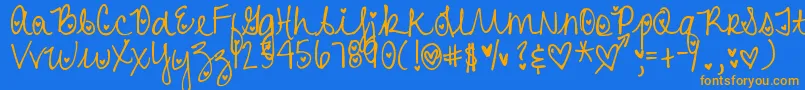 DjbHeartAttack-Schriftart – Orangefarbene Schriften auf blauem Hintergrund