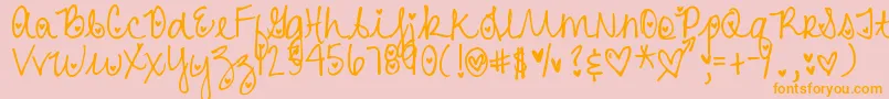 DjbHeartAttack-Schriftart – Orangefarbene Schriften auf rosa Hintergrund