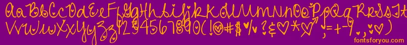 DjbHeartAttack-fontti – oranssit fontit violetilla taustalla