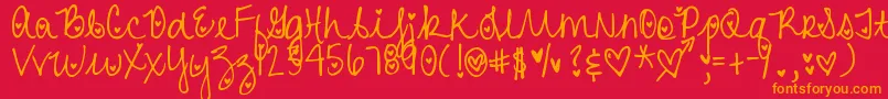 DjbHeartAttack Font – Orange Fonts on Red Background