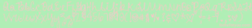フォントDjbHeartAttack – 緑の背景にピンクのフォント