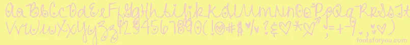 DjbHeartAttack Font – Pink Fonts on Yellow Background