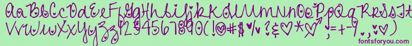 DjbHeartAttack Font – Purple Fonts on Green Background