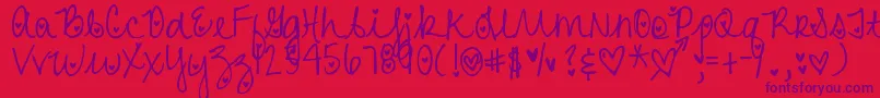 DjbHeartAttack-Schriftart – Violette Schriften auf rotem Hintergrund