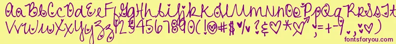 DjbHeartAttack Font – Purple Fonts on Yellow Background