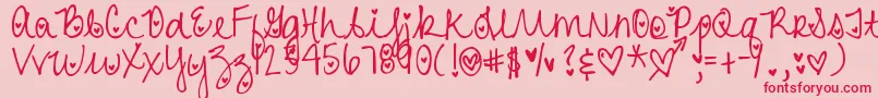 DjbHeartAttack-fontti – punaiset fontit vaaleanpunaisella taustalla