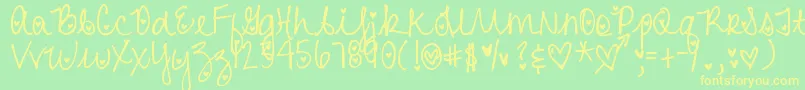 DjbHeartAttack Font – Yellow Fonts on Green Background