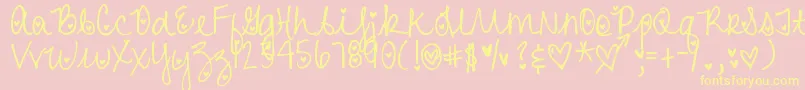 DjbHeartAttack-Schriftart – Gelbe Schriften auf rosa Hintergrund