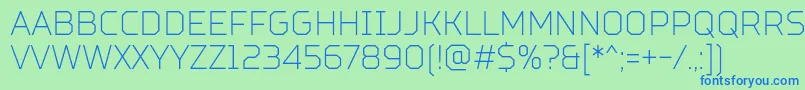フォントTtSquaresCondensedThinDemo – 青い文字は緑の背景です。