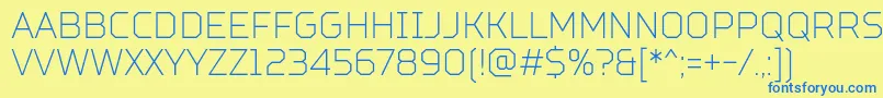 TtSquaresCondensedThinDemo Font – Blue Fonts on Yellow Background