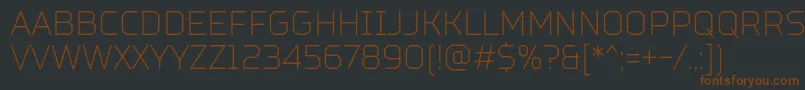 フォントTtSquaresCondensedThinDemo – 黒い背景に茶色のフォント