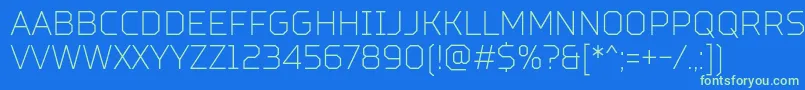 TtSquaresCondensedThinDemo Font – Green Fonts on Blue Background