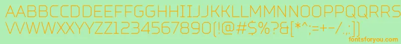 TtSquaresCondensedThinDemo-Schriftart – Orangefarbene Schriften auf grünem Hintergrund