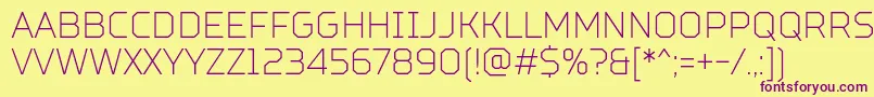 TtSquaresCondensedThinDemo Font – Purple Fonts on Yellow Background