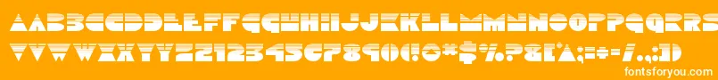 Discoduckhalf-Schriftart – Weiße Schriften auf orangefarbenem Hintergrund