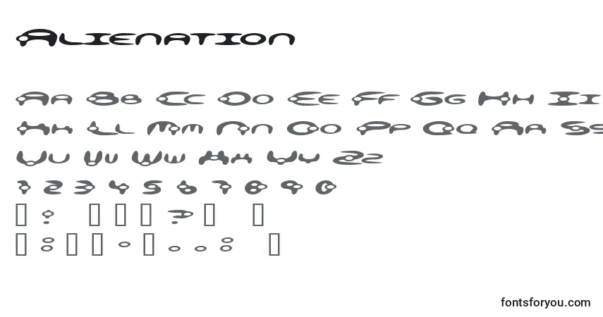 Шрифт Alienation – алфавит, цифры, специальные символы