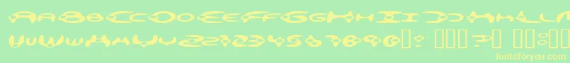 フォントAlienation – 黄色の文字が緑の背景にあります