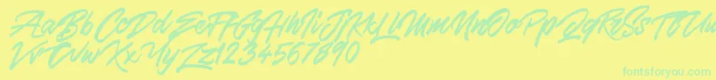 SkywalkerFreeDemo-Schriftart – Grüne Schriften auf gelbem Hintergrund