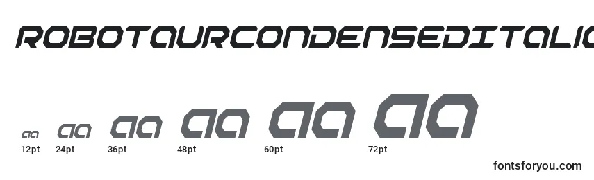 Размеры шрифта RobotaurCondensedItalic