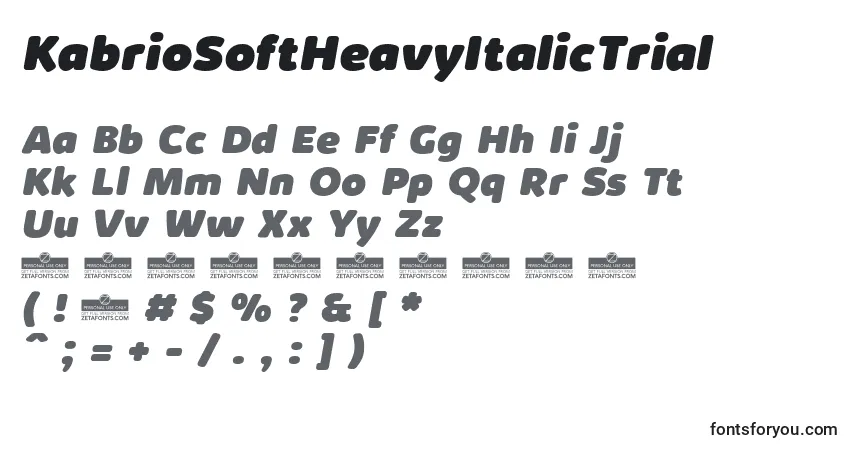 KabrioSoftHeavyItalicTrialフォント–アルファベット、数字、特殊文字