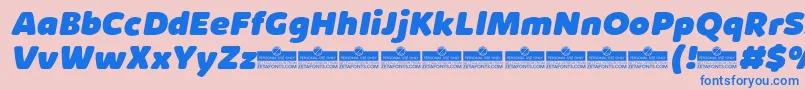 KabrioSoftHeavyItalicTrial Font – Blue Fonts on Pink Background