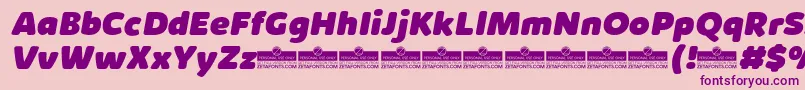 Fonte KabrioSoftHeavyItalicTrial – fontes roxas em um fundo rosa