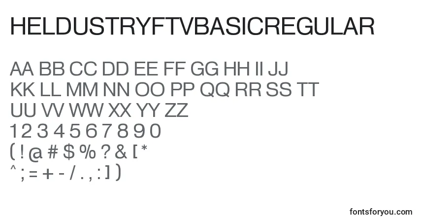 A fonte HeldustryftvbasicRegular – alfabeto, números, caracteres especiais