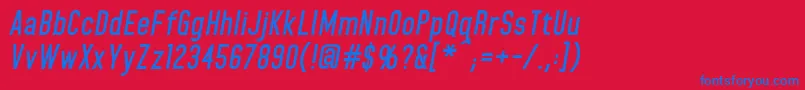 HomeplanetbbBolditalic-Schriftart – Blaue Schriften auf rotem Hintergrund