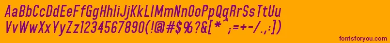 HomeplanetbbBolditalic-Schriftart – Violette Schriften auf orangefarbenem Hintergrund