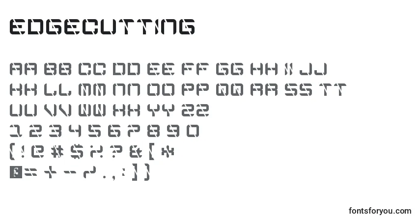Czcionka EdgeCutting – alfabet, cyfry, specjalne znaki