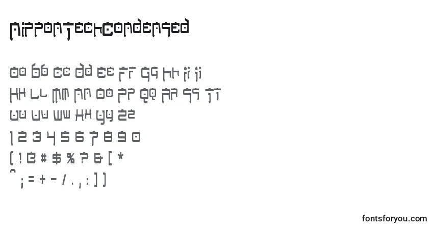 Шрифт NipponTechCondensed (77784) – алфавит, цифры, специальные символы