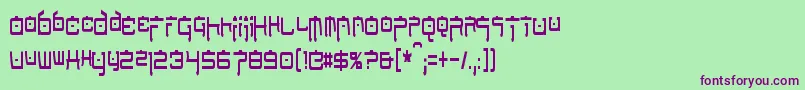 フォントNipponTechCondensed – 緑の背景に紫のフォント