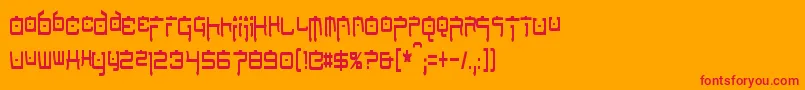 NipponTechCondensed Font – Red Fonts on Orange Background