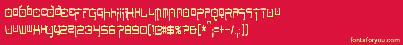 Czcionka NipponTechCondensed – żółte czcionki na czerwonym tle