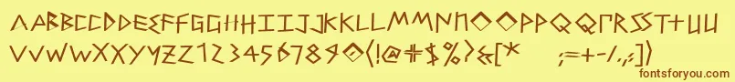PetitixthreecalligBold Font – Brown Fonts on Yellow Background