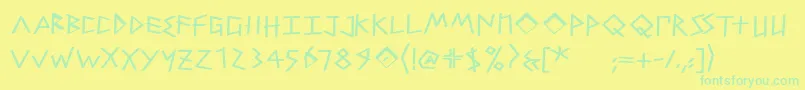 PetitixthreecalligBold Font – Green Fonts on Yellow Background