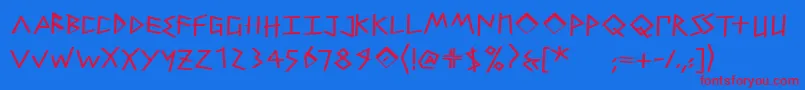 PetitixthreecalligBold Font – Red Fonts on Blue Background